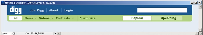 Digg Header Photoshop Tutorial
